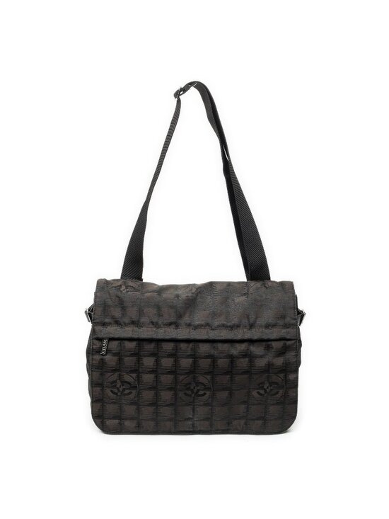Chanel Handbags - Chanel New Travel Line Flap Messenger Da Brown Black Nylon Canvas